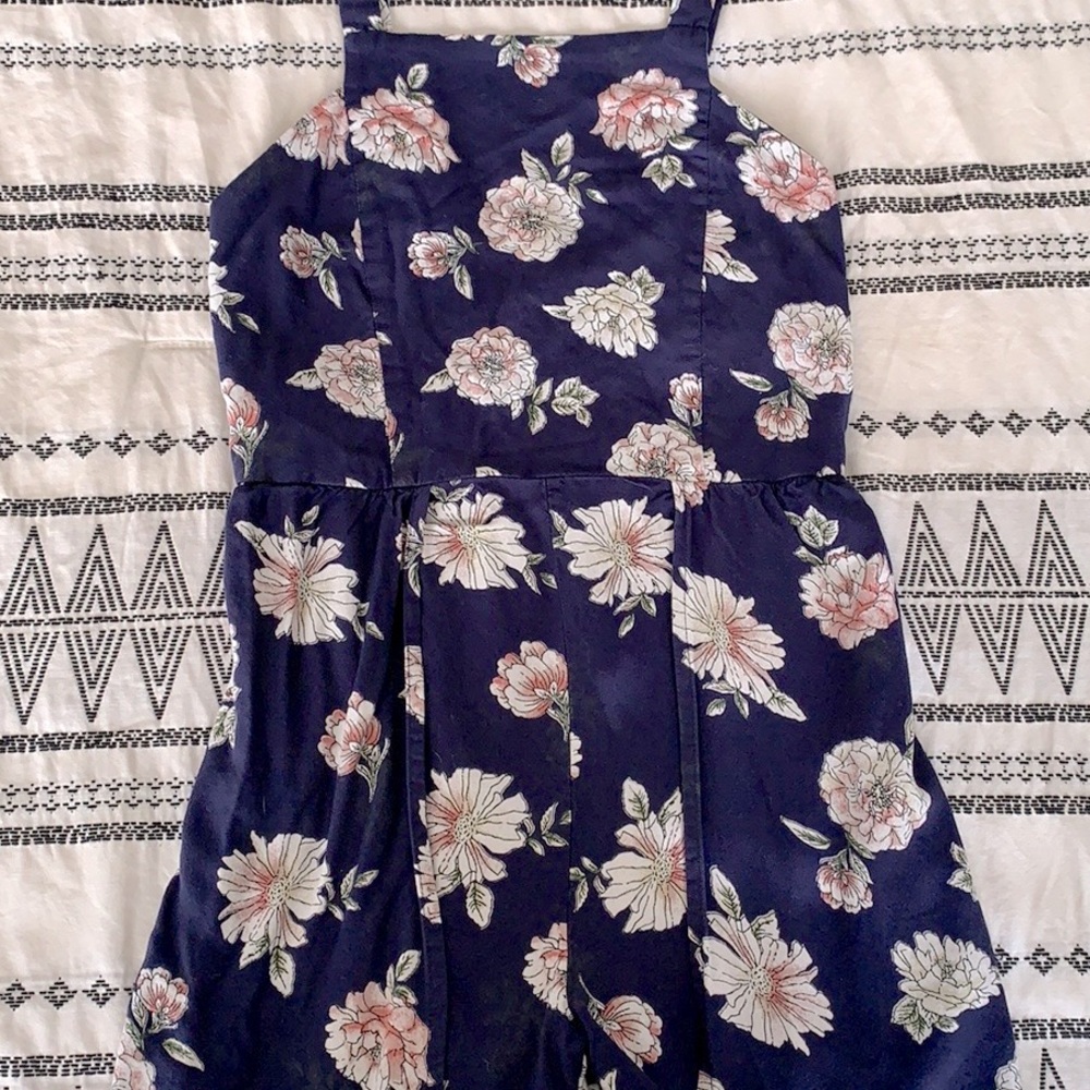 Zoe & Rose Navy & Pink Floral Romper Size: Small (6/6x)
